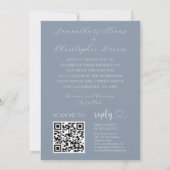 シックなフォトハートダスティブルー結婚ズ 招待状 (裏面)