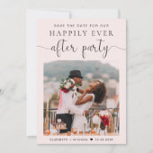 シックなフォトピンクの結婚式レセプション日付を保存 案内状 (正面)