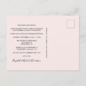 シックなフォトピンクの結婚披露宴 インビテーションポストカード (裏面)