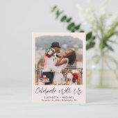 シックなフォトピンクの結婚披露宴 インビテーションポストカード (スタンド正面)