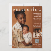 シックなフォトマガジンカバーベビー誕生 案内状 (正面)