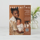 シックなフォトマガジンカバーベビー誕生 案内状 (スタンド正面)