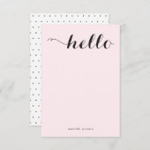 シックなフラットノート名ハローピンクスタイリッシュブラックガーリー サンキューカード (正面/裏面)