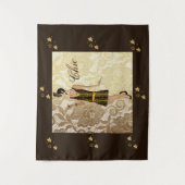 シックなフラッパーレディ金ゴールドフローラレース&ブラウン タペストリー (正面)