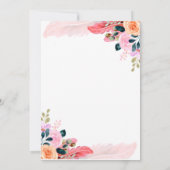 シックなフラワーズフェザーティーポットブライダルシャワー 招待状 (裏面)