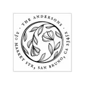 シックなフラワーズラウンドファミリー名&差出人住所 ラバースタンプ (インプリント)