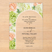 シックなフラワーピンク結婚アーチ アクリル招待状 (正面)