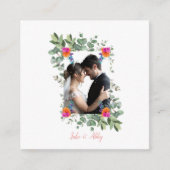 シックなフラワーブーケパーソナライズされた結婚の写真 エンクロージャーカード (正面)