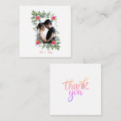 シックなフラワーブーケパーソナライズされた結婚の写真 エンクロージャーカード (正面/裏面)