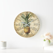 シックなフランスのヴィンテージパイナップルボンアパタイト ラージ壁時計 (ホーム)