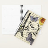 シックなフランスの蝶のスクリプトparisエッフェルタワー プランナー手帳 (ディスプレー)