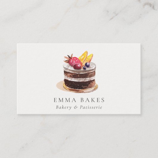 シックなフルーツフローラケーキパティッセリーカップケーキベーカリー 名刺 (正面)