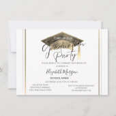 シックなフレーム卒業キャップ卒業 招待状 (正面)