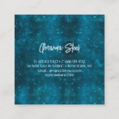 シックなフローラきらびやかなアクアパープルシルバーモノグラム スクエア名刺 (裏面)