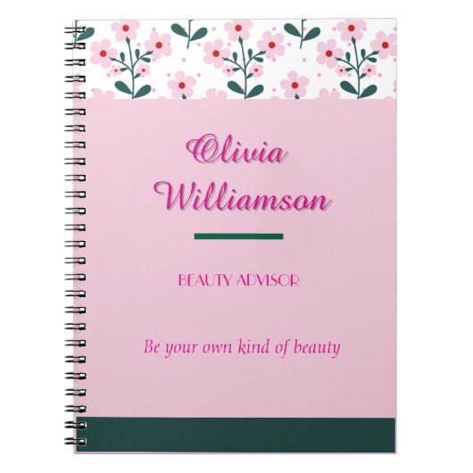 シックなフローラとカラーブロック ノートブック (正面)