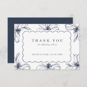 シックなフローラア縁どモダンート結婚ズ サンキューカード (正面/裏面)