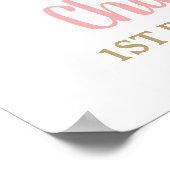 シックなフローラウッドランドアニマルズ1stバースデーウェルカム ポスター (角)