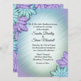 シックなフローラカラーコ結婚ンボ 招待状