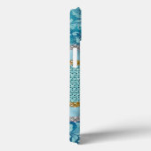 シックなフローラキラキラ金ゴールドターコイズティール(緑がかった色)モノグラム Case-Mate iPhoneケース (裏面 / 右)