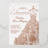 シックなフローラキンセアニラガウン天月スター 箔招待状 (正面)