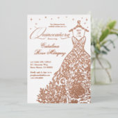 シックなフローラキンセアニラガウン天月スター 箔招待状 (立ち正面)