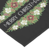 シックなフローラクリスマスバラ、ヘレボレス、ホリーアイビー ショートテーブルランナー (コーナー)