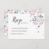 シックなフローラグレーピンクの水の色の結婚式RSVP 出欠カード (正面/裏面)