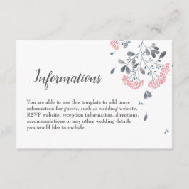 シックなフローラグレーピンクの結婚水色の詳細 エンクロージャーカード