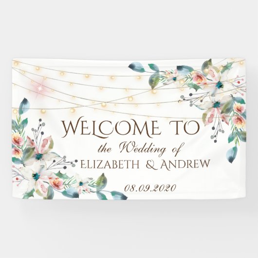 シックなフローラストリングライト 横断幕 (横)