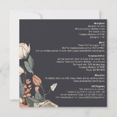 シックなフローラデザインとコーラルとクリームアクセント 招待状 (裏面)