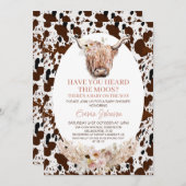 シックなフローラハイランドカウコウィドベビーシャワー 招待状 (正面/裏面)