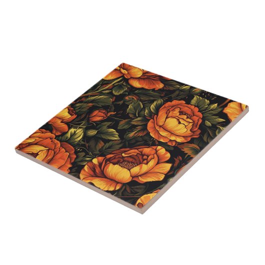 シックなフローラバラセラミックタ素朴イル タイル (側面)