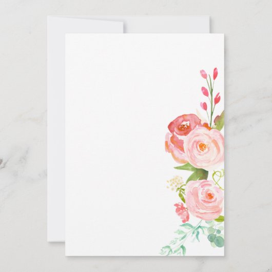 シックなフローラバラ | ブライダルシャワーへの招待 招待状 (裏面)