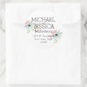 シックなフローラパーソナライズされたアドレス ラウンドシール (バッグ)