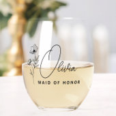 シックなフローラパーソナライズされた付き花嫁の提案 ステムなしワイングラス