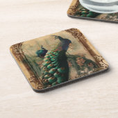 シックなフローラフランスのカントリーモダンヴィンテージ孔雀 コースター (左側)