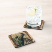 シックなフローラフランスのカントリーモダンヴィンテージ孔雀 コースター (右側)