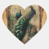シックなフローラフランスのカントリーモダンヴィンテージ孔雀 ハートシール (正面)
