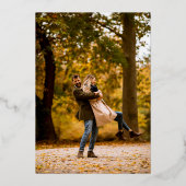 シックなフローラフレーム海軍のエレガントな結婚式の写真 箔招待状 (裏面)