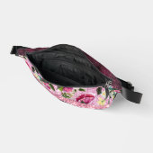 シックなフローラブルゴーニュピンクパープルグリッターモノグラム ファニーパック (見開き)