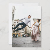 シックなフローラブーケとフレーム水色2枚の写真 セーブザデート (裏面)