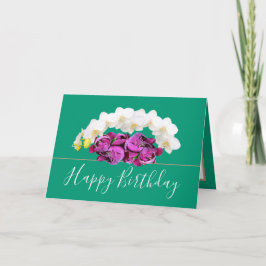 シックなフローラブーケランズ&牡丹花誕生日 カード