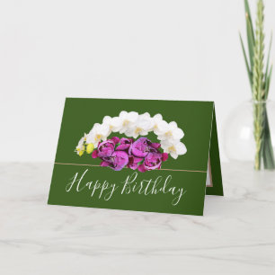 シックなフローラブーケランズ&牡丹花誕生日 カード