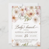 シックなフローラベビーイン開花水カラーベビーブランチ 招待状 (正面)