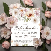 シックなフローラベビーイン開花水カラーベビーブランチ 招待状