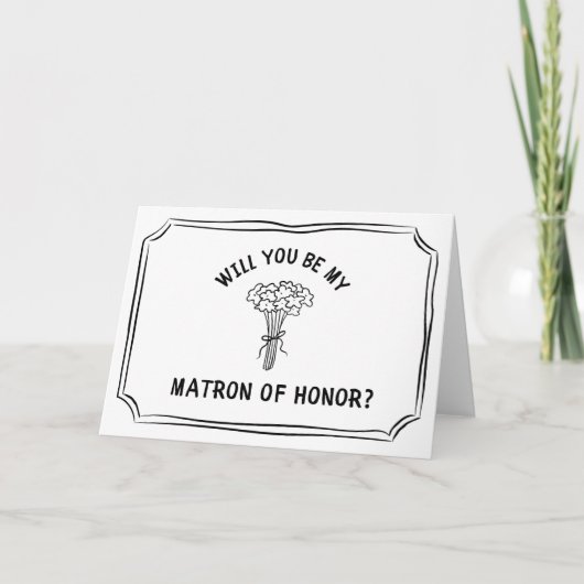 シックなフローラボウブーケマトロンの名誉の提案 カード (正面)