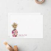 シックなフローラボタニカルウォーターカラーゴールデンパイナップル ノートカード (正面/裏面インサイチュ)
