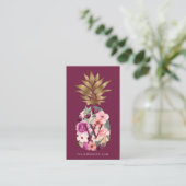 シックなフローラボタニカルウォーターカラーゴールデンパイナップル 名刺 (スタンド正面)
