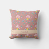 シックなフローラマッシュルームパターン赤面ピンク名 クッション (正面)