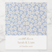 シックなフローララブブルーフローラギフトお気に入りワインラベル ワインラベル (シングルラベル)